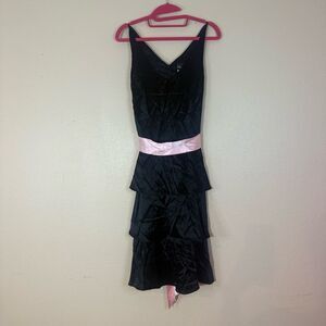 Y2K 2000’s Frederick's of Hollywood Black and Pink Midi ruffle Dress 14